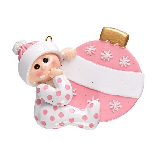 Baby Girl with Bauble Personalised Christmas Decoration Baby Girl with Bauble Personalised Christmas Decoration
