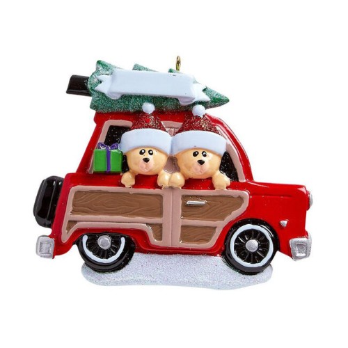 2 Bear in Red Car Personalised Christmas Decoration 2 Bear in Red Car Personalised Christmas Decoration