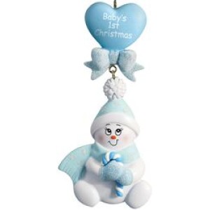 Baby's 1st Christmas Candy Cane Blue Personalised Christmas Decoration