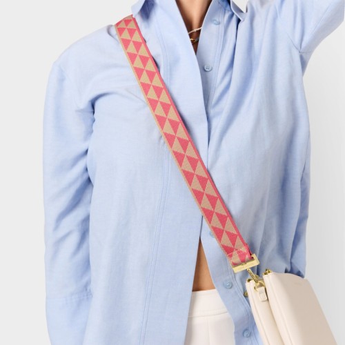 Katie Loxton Canvas Bag Strap Coral Geometric Triangle