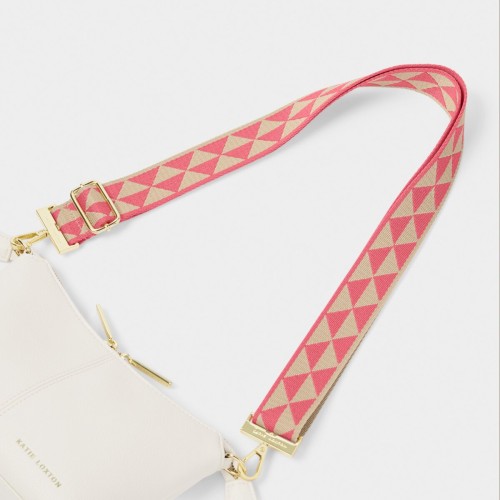 Katie Loxton Canvas Bag Strap Coral Geometric Triangle