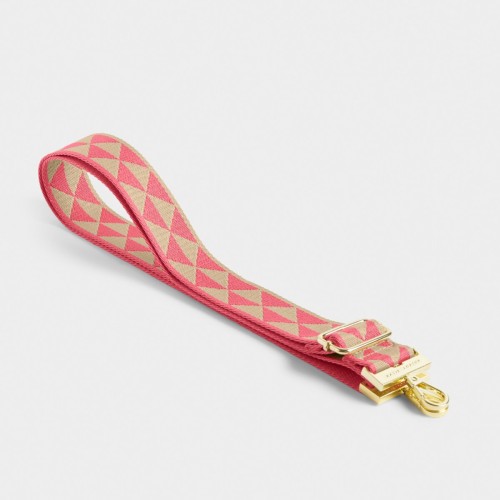 Katie Loxton Canvas Bag Strap Coral Geometric Triangle
