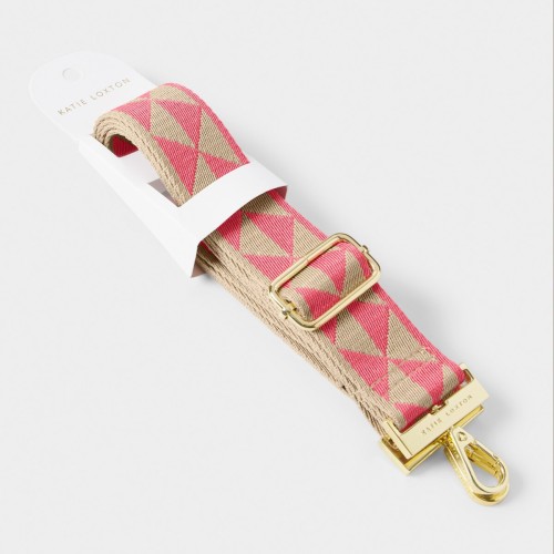 Katie Loxton Canvas Bag Strap Coral Geometric Triangle