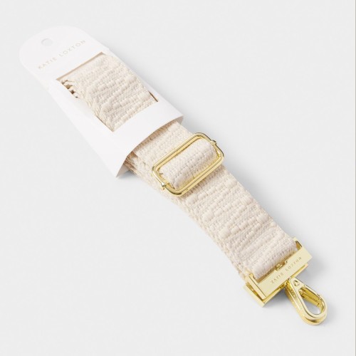 Katie Loxton Canvas Bag Strap Ecru Zig Zag
