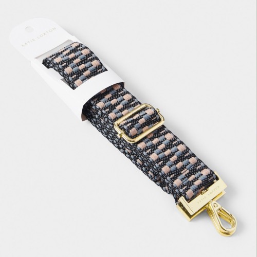 Katie Loxton Canvas Bag Strap Slate Zig Zag