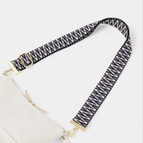Katie Loxton Canvas Bag Strap Slate Zig Zag