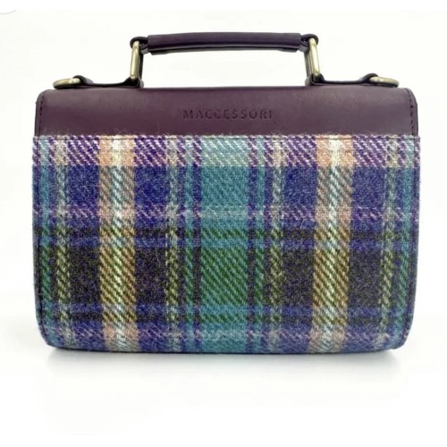 Harris Tweed Mini Day Bag Blue Herringbone Check