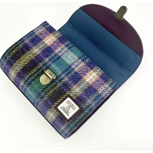 Harris Tweed Mini Day Bag Blue Herringbone Check Harris Tweed Mini Day Bag Blue Herringbone Check