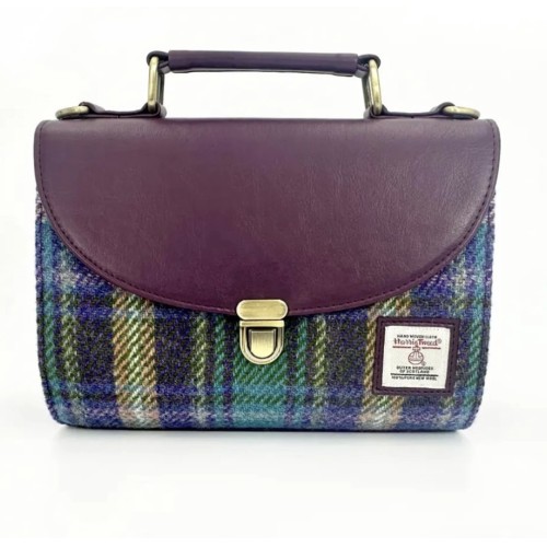 Harris Tweed Mini Day Bag Blue Herringbone Check Harris Tweed Mini Day Bag Blue Herringbone Check