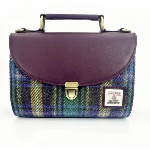 Harris Tweed Mini Day Bag Blue Herringbone Check