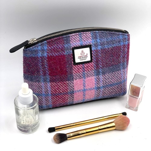 Harris Tweed Cosmetic Bag Pink/Purple Check