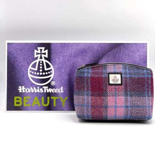 Harris Tweed Cosmetic Bag Pink/Purple Check